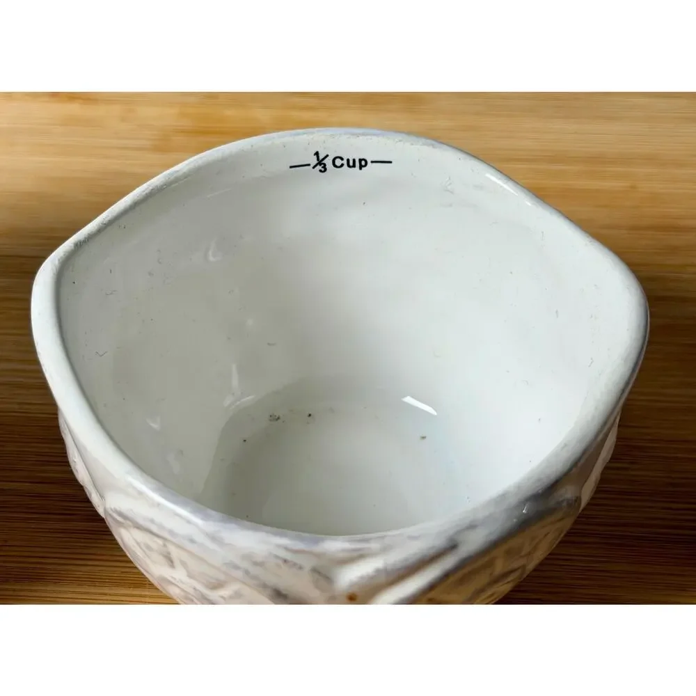 Vintage 1970s Ceramic Owl Nesting Measuring Cups, Set of 4